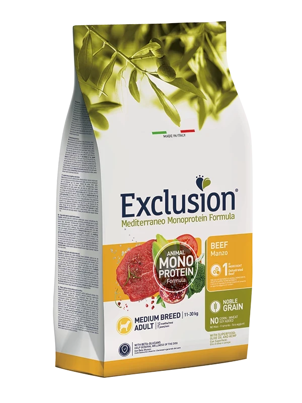 EXCLUSION MEDITERRANEO ADULT BEEF MEDIUM BREED 12KG
