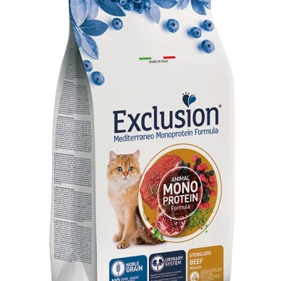 EXCLUSION MEDITERRANEO GATTI STERILIZZATI BEEF 1,5KG